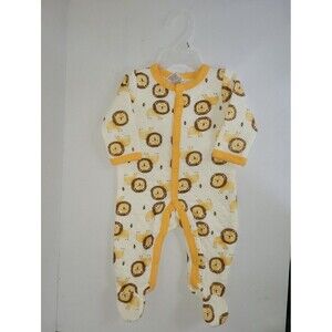 Little Beginnings Size 0-3 Months Yellow Lion Print Baby Footed One-Piece NEW